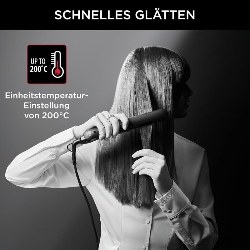Plancha de pelo Easyliss SF161L x Karl Lagerfeld, funcionamiento con un botón, revestimiento de cerámica turmalina, sistema de placa móvil, función recta y rizado, constante 200 °C,