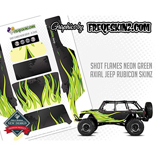 FreqEsKinz Neon Green Flames Wrap Axial Jeep Rubicon FRQ18025