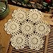 kilofly Crochet Cotton Lace Table Placemats Doilies Pack, 4pc, Beige, Blossoms, 10 inch
