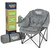 DuraBilt Oversized XL Heavy Duty Chair – Wide Folding Camp Chair for Adults, Portable for Sports, Baseball, Camping, Outdoor Adventures, 400lbs Support, Comfortable Padding & Head Rest, Cup Holder