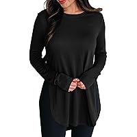 トップス Bruna pantssetup BZB Womens Long Sleeve Tunic Tops Fall Casual Crew Neck Side