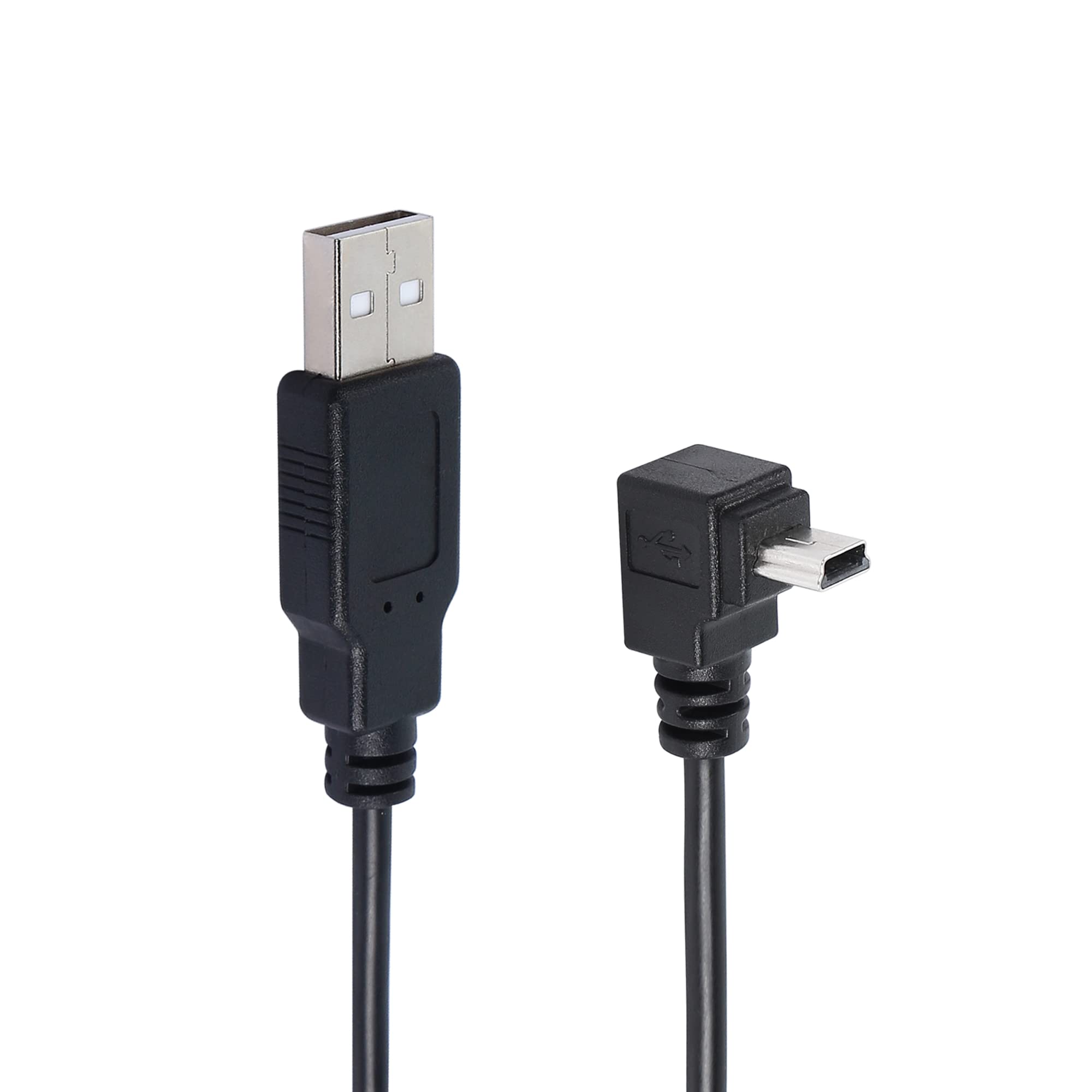 QIANRENON 90 Degree Mini USB to USB 2.0 Extension Cable Mini 5pin USB B Male Right Angle to USB 2.0 Male Data GPS Devices Cable 1.5m(Up Angle)