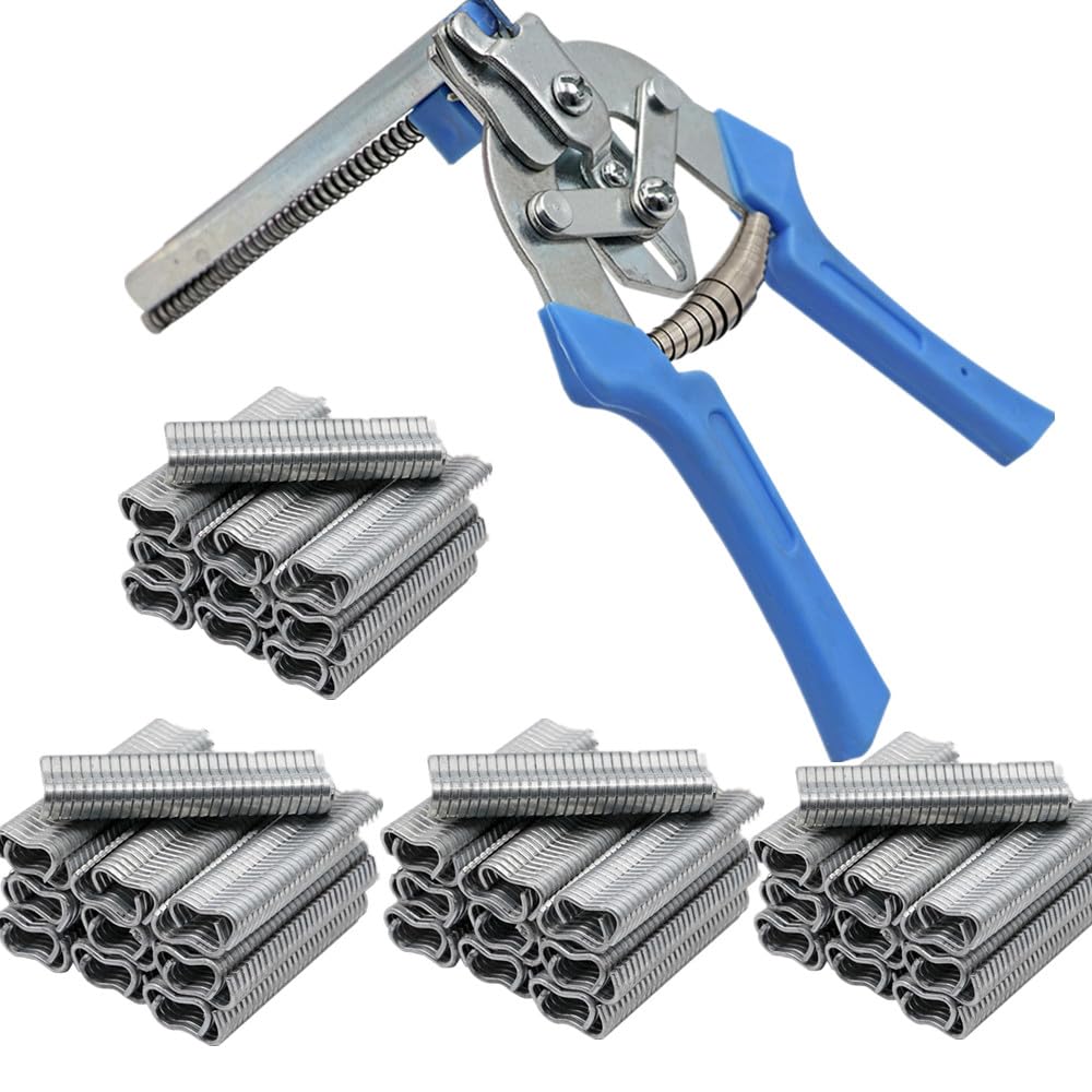 MUALROUS Hog Ring Plier Wire Cage Pliers with 2400PCS M Clips Pet Cages Pliers Chicken Quail Birdcage Installation Cat Dog Animal Clamp Tools Rabbit cage Installation