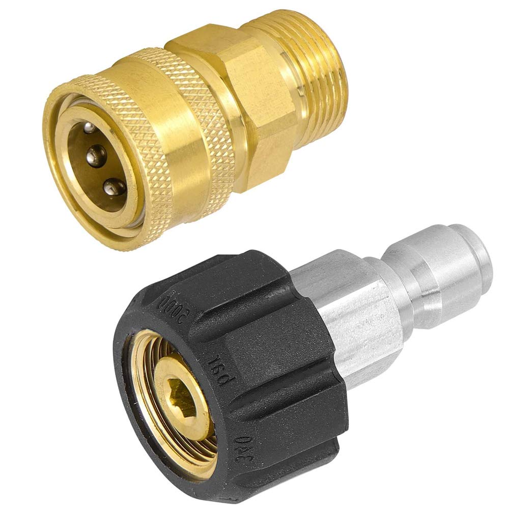 JINXIAN High Pressure Washer Adapter Quick Disconnect Kit M22 Male and Female Thread 3/8in Quick Coupling Adapter