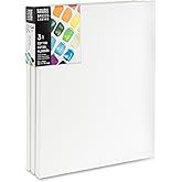 Liquitex BASICS Canvas, 3 pack, 16" x 20" | Archival, Acid-Free, Non-Toxic, Medium Texture Cotton, Pre-primed with a triple layer of acrylic gesso, Stapled &amp; Stretched