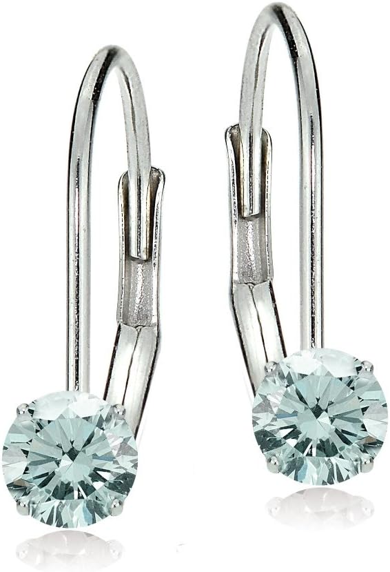 Bria Lou 14k White or Yellow Gold Genuine 5mm Round Natural Gemstone Leverback Drop Earrings (Choice of Gems)