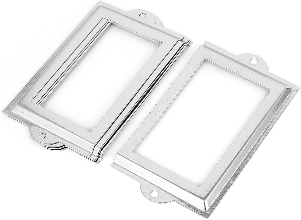 sourcing map Metal 105x60mm File Drawer Tag Label Holder Name Card Frame 5pcs