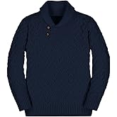 Teurkia Boys' Casual Knit Cable Turtleneck Sweater Rib Cuff Pullover for Kids