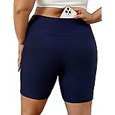 Tournesol Women's Plus Size Swim Shorts High Waisted Bathing Suit Bottoms Swimsuit Tankini Board Shorts Bikini with Pocket