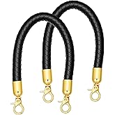 Xyembu 2 Pcs PU Leather Handbag Handles, 30cm/11.8 Inch Short PU Leather Purse Straps, Braided Purse Replacement Handle with Metal Buckle for DIY Bag Accessories (Black)