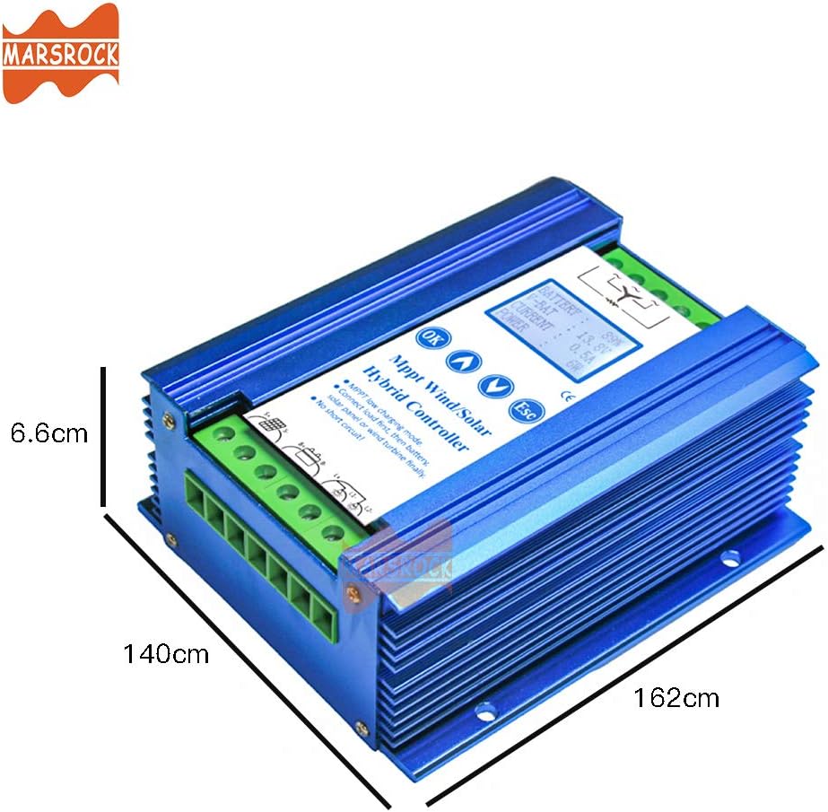 Marsrock Lithium Battery Wind Solar Hybrid Charge Controller with Wind Generator MPPT Boost Charging Function, with Dump Load Device and 50cm Cable, Used for Off Grid Wind Solar Hybrid System : Garden & Outdoor