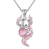 HUKKUN Paw/Bearded Dragon/Axolotl/Fox/Possum/Otter/Bat/Dragonfly/Phoenix/Peacock/Koala/Corgi Necklace Sterling Silver Cute Animal Necklace for Women Animal Jewelry Gifts for Women Mother