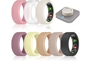 NEWJOURNEY 8 Pack Ring Cover Compatible with Oura Ring Gen 4/3 - Charging Directly with Cover, Elastic Silm Silicone Protector for Working Out (S, Raisin/Pink/YellowCream/Camel/Black/Khaki/Starlight/Clear)