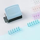 Spiral Binding Machine-Mini 6 Hole Puncher, DIY Creative Book Binder Machine for Planner, A4-30 Holes, A5-20 Holes, B5 26 Holes with 16 PCS 6-Hole Loose Leaf - Blue