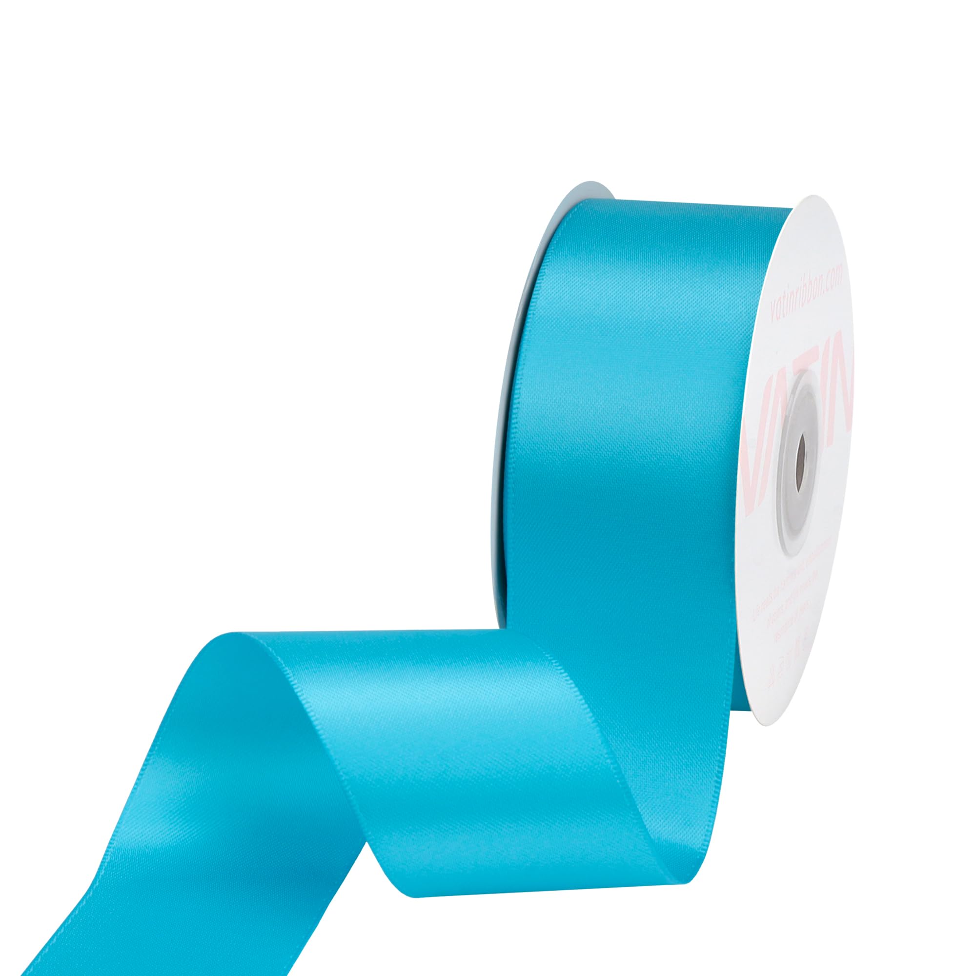 VATIN 38mm inches Wide Double Faced Polyester Copen Blue Satin Ribbon Continuous Ribbon- 23 Metre, Perfect for Wedding, Gift Wrapping, Bow Making& Other Projects