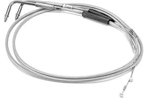 Mofun Extended Length 42" Throttle Cable and Idle Cable Kit Stainless Steel Compatible with Harley Sportster XL 883 1200 Dyna Softail Chrome