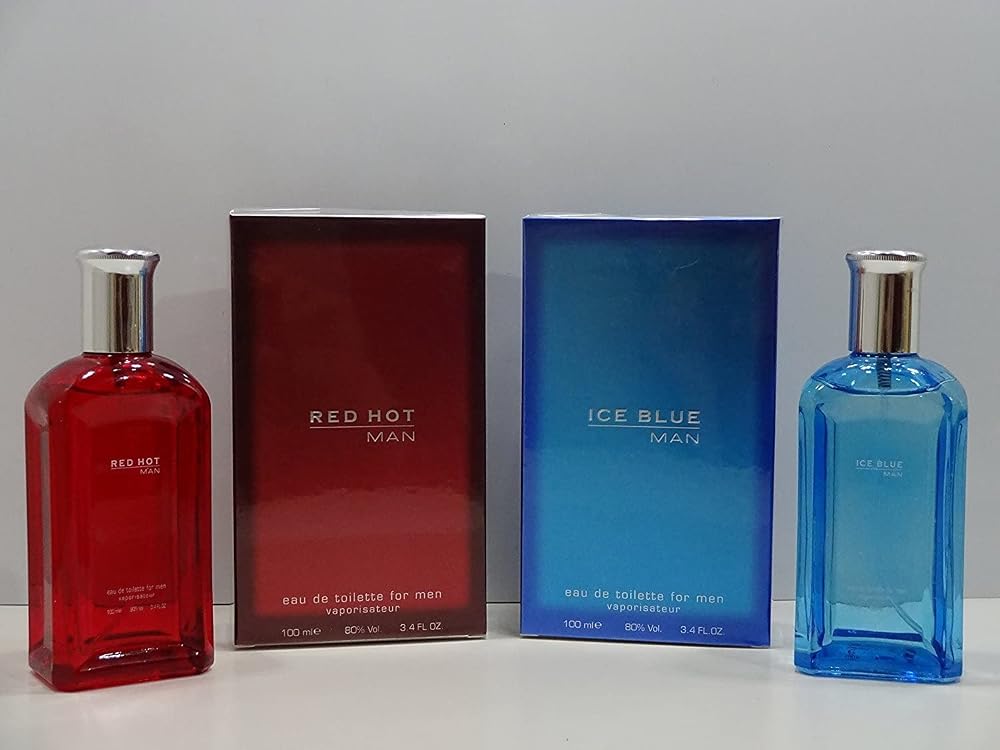 Glory Cosmetics Men's Perfume Gift Set 2 x 100ml Red Hot Ice Blue EDT