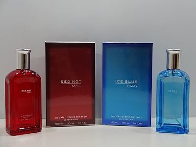 Glory Cosmetics Men's Perfume Gift Set 2 x 100ml Red Hot Ice Blue EDT