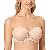 DELIMIRA Women's Underwire Non Padded Seamless Strapless Bra Plus Size