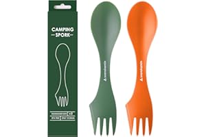 Reusable Camping Spork Set 2Pack 3in1 Travel Utensils Lightweight Durable Silverware Outdoors