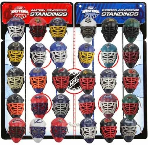 NHL Micro Goalie Mask Standings Tracker Set 30 piece with Display Board
