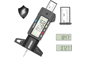 GODESON Digital Tire Tread Depth Gauge, 0-25.4 Mm/Inch Digital Tire Depth Gauge with Large LCD Display and Tire Tread Depth M