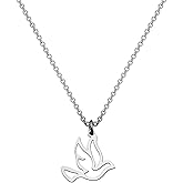 MYOSPARK Stainless Steel Soaring Dove Bird Pendant Necklace Bird Jewelry Peace Gift For Her