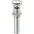 BWE Chrome Pop Up Sink Drain with Overflow Fits Standard Sink Hole 1-1/2" to 1-3/4" Bathroom Faucet Vessel Vanity Drain Stopper