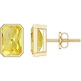 Certified 1.5 Carat Lab Grown Yellow Sapphire Stud Earring in Silver, Aaaa Quality - Gift For Women Who Has Everything