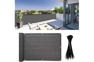 Junkogo 4x16Ft Balcony Privacy Screen, Apartment Railing Cover for Sunshade Wind & UV Protection, Outdoor Privacy Fence Screen for Patio, Terrace, Porch & Poolside Protection (Dark Grey)