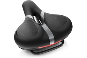 MXMXK Bicycle Seat Replacement, Bike Seat for Men and Women, Comfort Wide Bike Saddle Memory Foam Padded Soft Bike Seat Cushion Compatible with Peloton, Mountain, City Bikes, Indoor Exercise Bikes