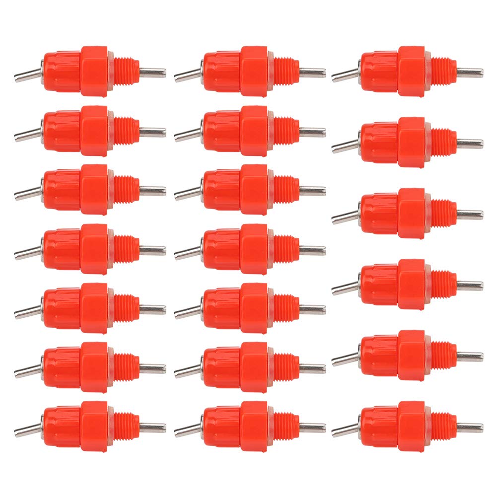 Automatic Chicken Waterer, 20pcs Screw in Type Water Nipple Drinkers, Stainless Steel and Plastic, Red and Silver, for Hens Ducks Quail Goose Pigeons