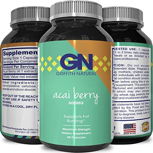 Acai Berry Capsules Antioxidant Supplement for Men and Women – Weight Loss Support &amp; Full Body Cleansing &amp; Detox – Pure Vitamins + Minerals + Antioxidants for Energy &amp; Digestion