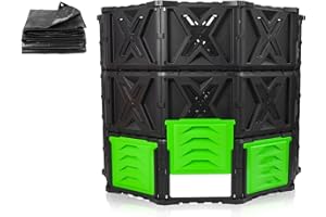 SQUEEZE master XL Large Compost Bin Outdoor- 540L /143 Gallon-Easy Assembly-No Screws-Sturdy& Durable-Green Door