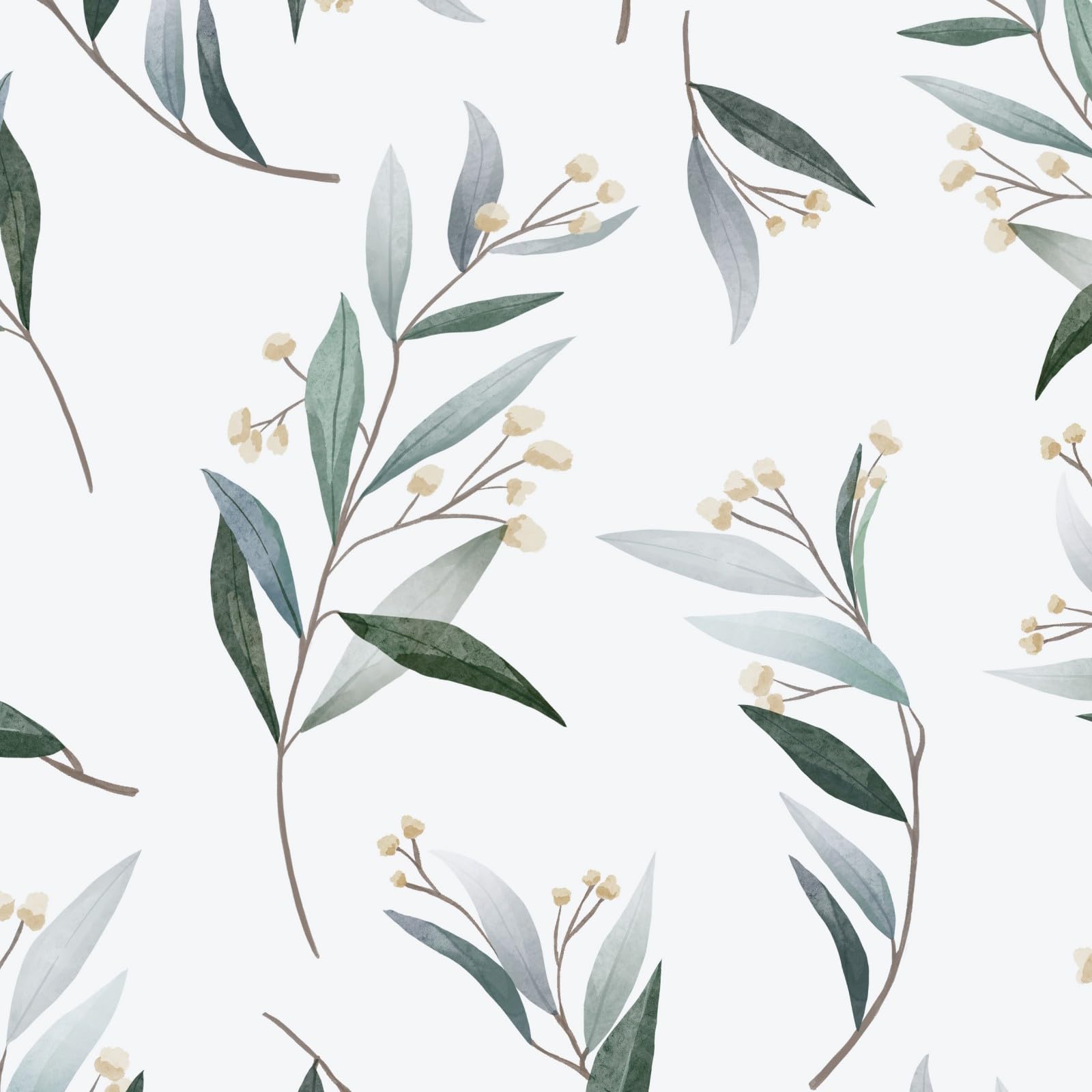 VOLEAAR White Green Peel and Stick Wallpaper Leaf Contact Paper Wall Paper for Countertop Cabinet Kitchen Bathroom Bedroom Easy to Install Removable 44.5CM x 300CM