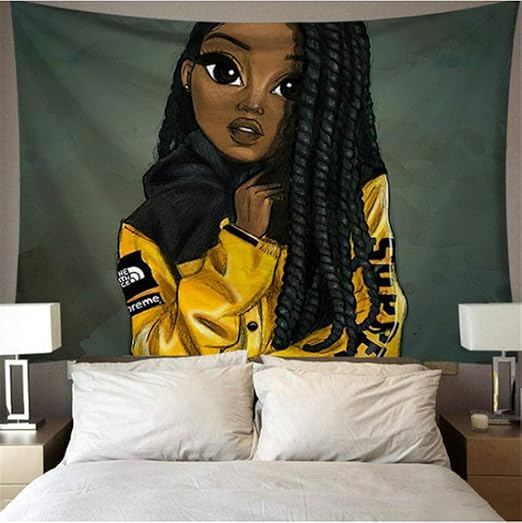 wrhua Arte De Pared Afroamericano Mujeres Africanas Tapiz De Niña Sofá