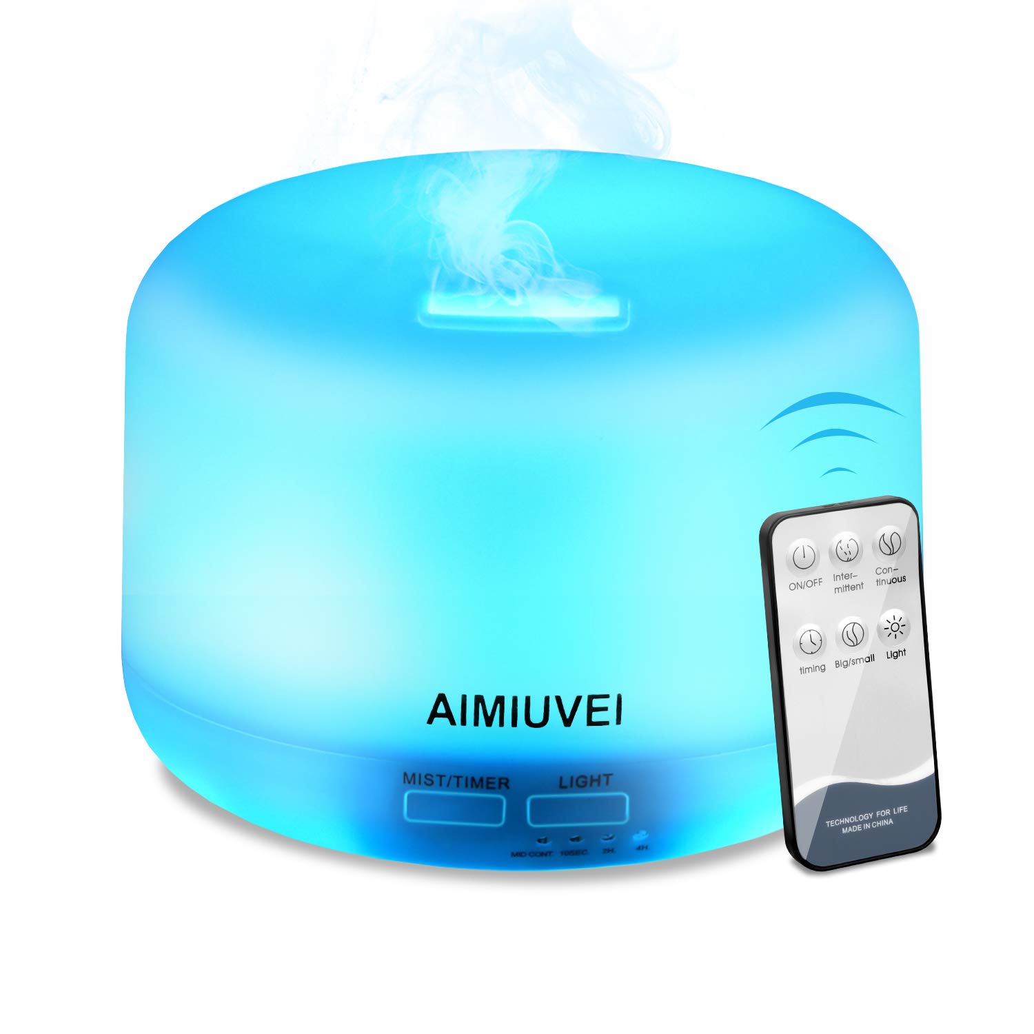 Humidificador Aromaterapia Ultrasónico con Control Remoto, AIMIUVEI Difusor de Aceites Esenciales 300ml，Difusor Aroma de Vapor Frío con 7 Colores de LED y 2 Opciones de Niebla para Bebé Yoga Oficinahttps://amzn.to/2FZX9U2