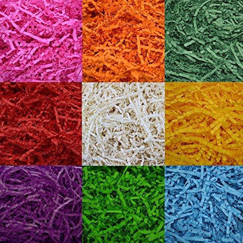 Dushi Crinkle Cut Paper Shred Filler for Packing and Filling Gift Baskets Perfect for Stuffing Gift Bags 2 LB (Mixed Color)