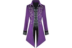IWQBQ Men's Steampunk Jacket Gothic Medieval Vintage Court Tailcoat Halloween Costumes