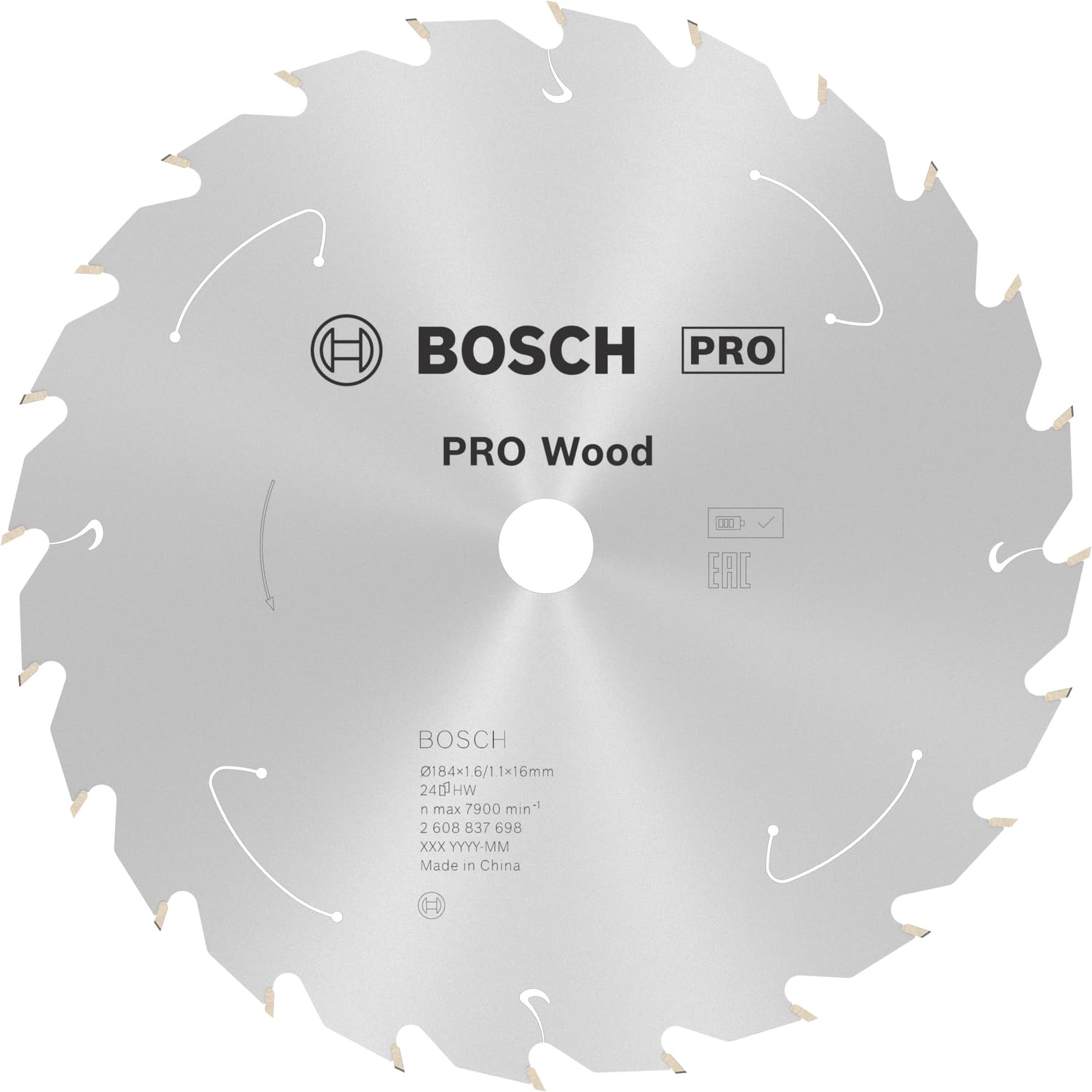 Bosch 1x PRO Wood Circular Saw Blade for Cordless Hand-Held Circular Saws (for Softwood, Hardwood, Ø mm, Professional Accessory Hand-Held Circular Saw)