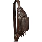 Genuine Leather Fanny Packs for Women and Men Waist Bag Vintage Hip Bum Bag Over Shoulder Crossbody Sling Bag (Coffee)