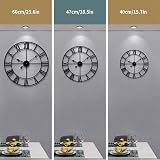 HAITANG Vintage Large Wall Clock 60cm Silent Battery Operated Black Roman view 3