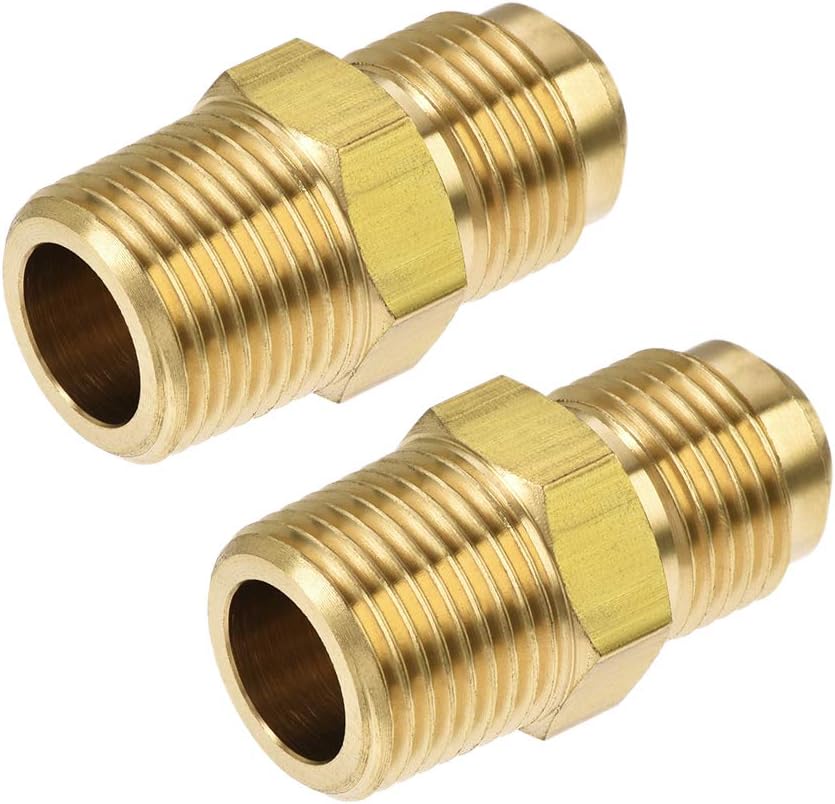 sourcing map Brass Pipe Fitting, 3/8 SAE Flare to 3/8NPT Male Thread, Tubing Adapter Hose Connector