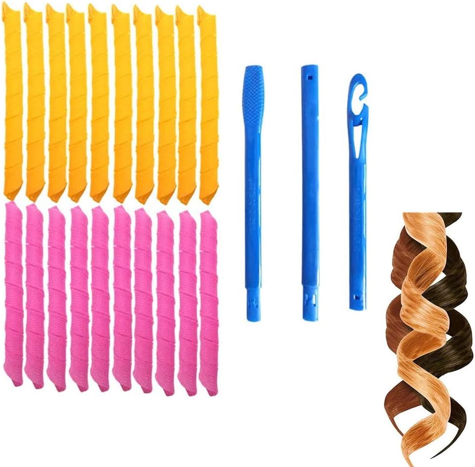 Hair Curlers Deluxe Range Corkscrew Curls Styling Kit, for Extra Long Hair,Safety Portable Curly Strip, Folding Hair Rollers