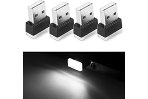 NTNEV 4PCS USB LED Car Interior Atmosphere Lamp, Mini Led USB Lights for Car Decoration, Ambient Lighting Kit, Plug-in USB Interface, Universal Car Interior Accessories (White)