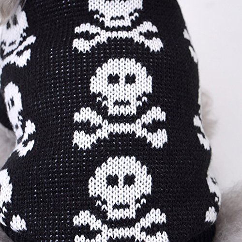 MaruPet Christmas Dog Ribbed Knit Sweater Knitwear Turtleneck Toxic Kintted Doggie Halloween Hoodies Apparel for Small Dog Black S