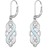 POTOPYY 925 Sterling Silver Celtic Knot Earrings Opal Dangle Earrings Celtic Irish Jewelry Valentines Day Mothers Day Gifts for Women