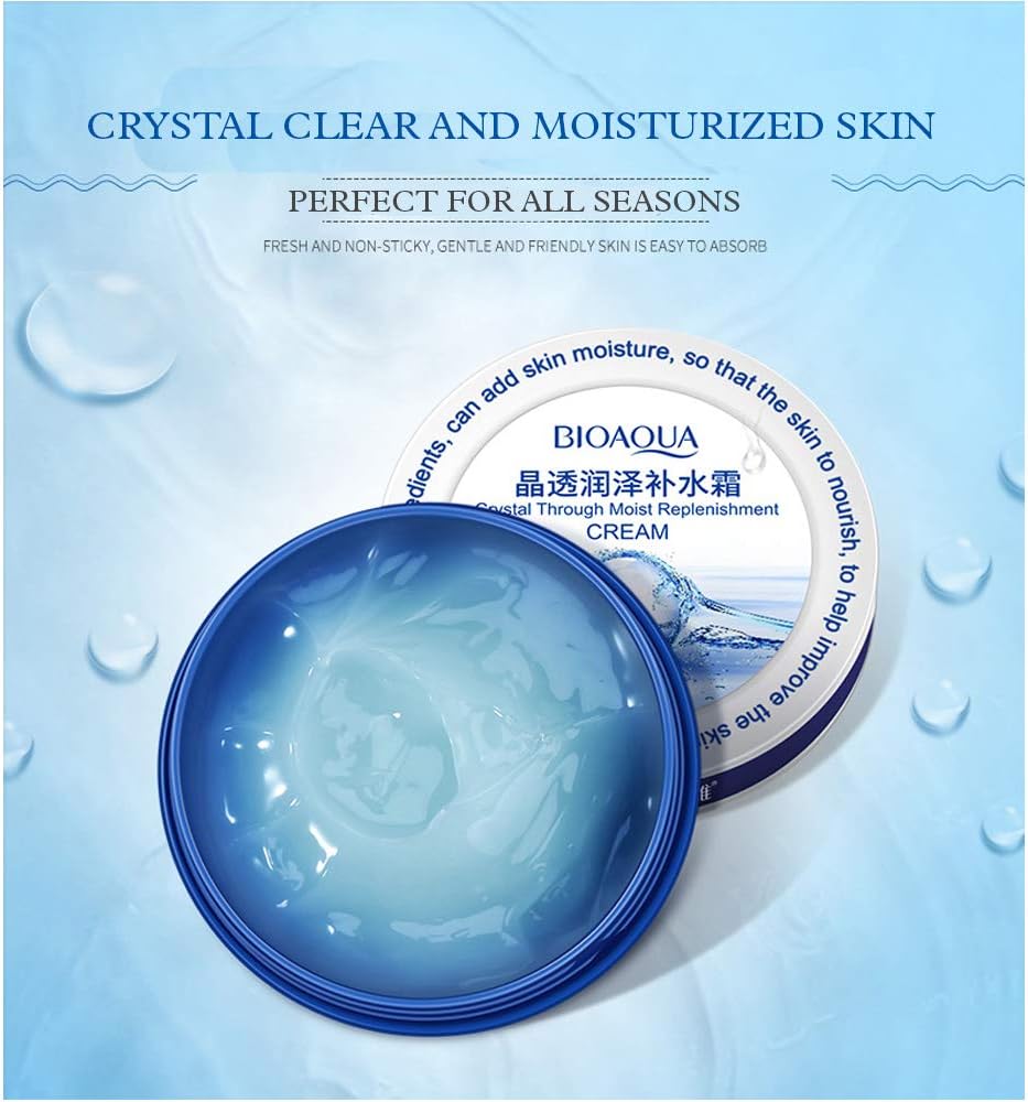 BIOAQUA Crystal Clear Moisturizing Cream Skin Smooth Hydrated Whole Face Active Water Gentle Moisture Oil Controls Hualuronic Acid 38g - Image 5
