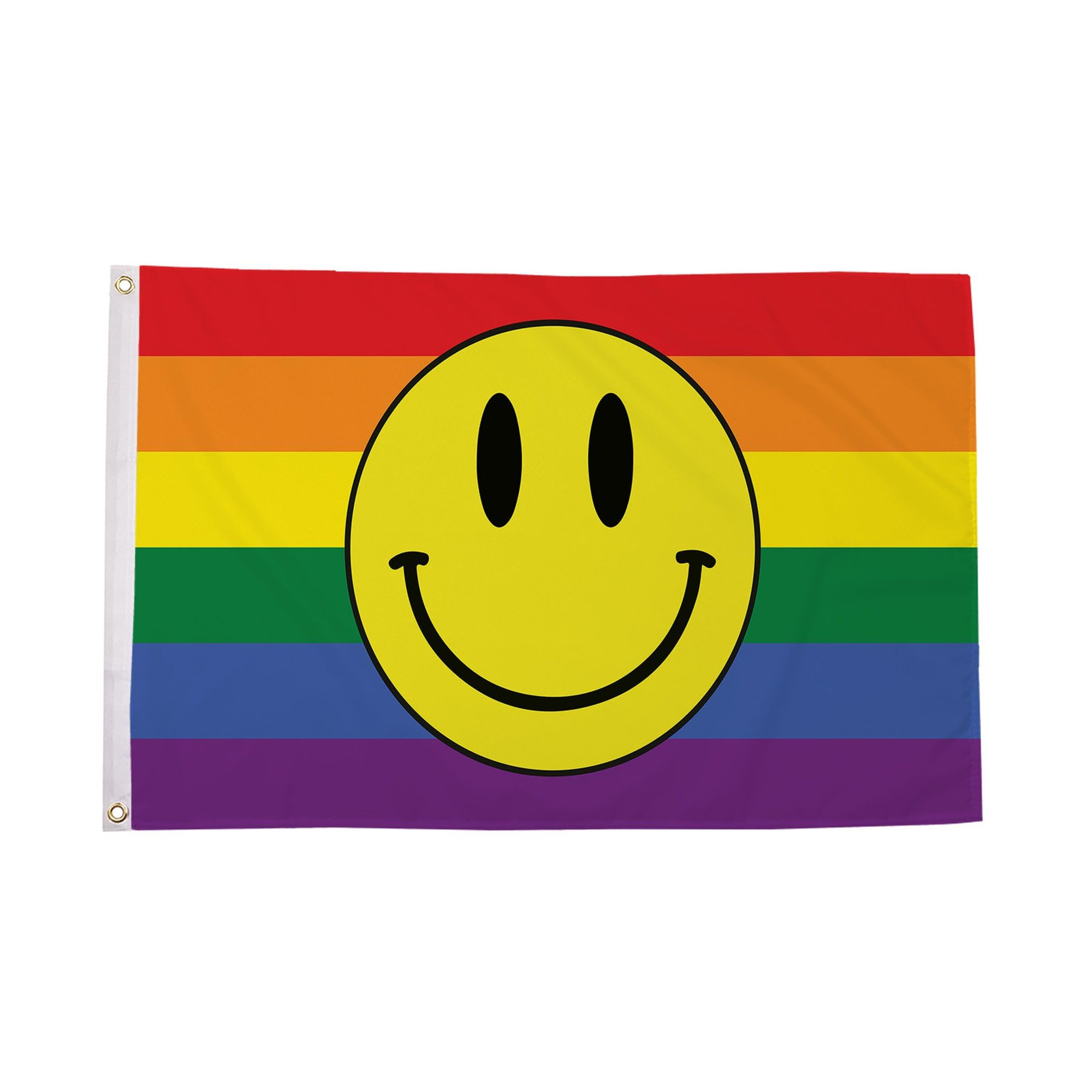 Flagtex Rainbow Smiley Pride Flag 5ft x 3ft LGBTQ Rainbow Smiley Face Flag Happy Pride Premium Quality Polyester Double Stitched Brass Grommets 150cm x 90cm Indoor Outdoor Banner Display