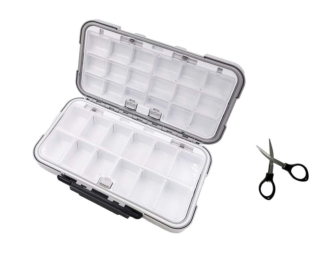 Milepetus Waterproof Fishing Lure & Accessory Storage Box, Large Lure Case, Gray, 7.8 x 4.3 x 2 Inches, 28 Compartments